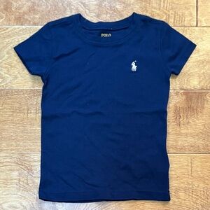 Toddler Girls Polo Ralph Lauren Short Sleeve Shirt - 4 - Navy with Light Pink